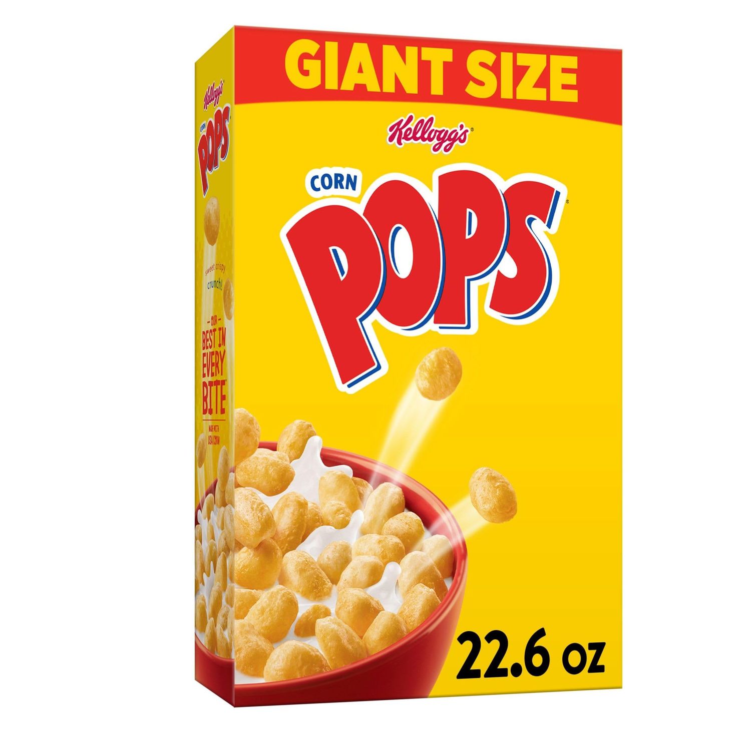 Kellogg&#39;s Corn Pops Breakfast Cereal, 8 Vitamins and Minerals, Kids Snacks, Giant Size, Original, 22.6oz Box (1 Box)