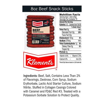 Klements Snack Sticks 8oz (Beef)