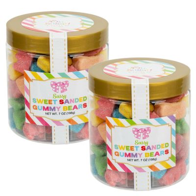 100 North Oh Sugar Sweets Colorful 7 Ounce Decorative Container Tasty &amp; Delicious Sweet Sanded Gummy Bears 2 Pack