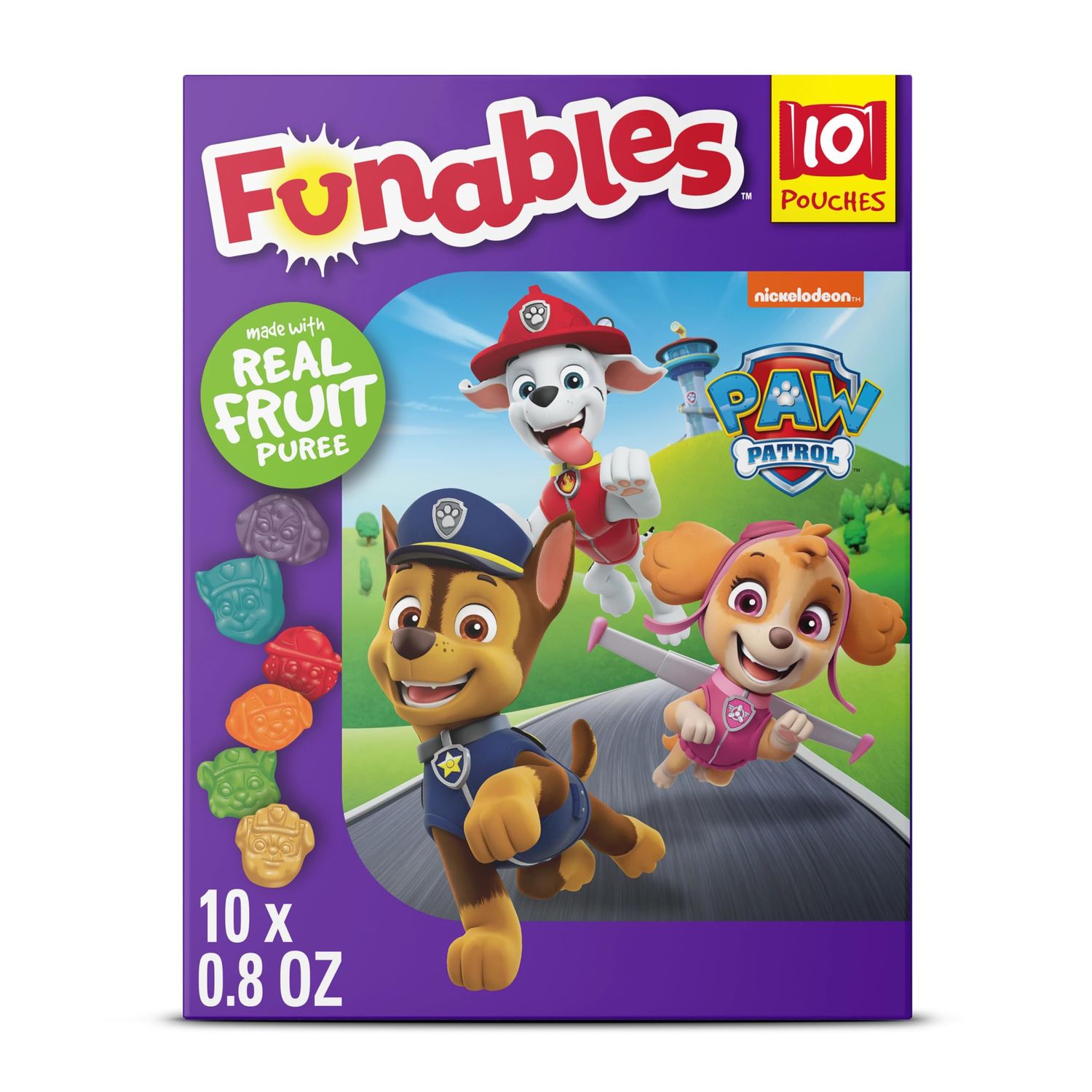 Funables Fruity Snacks, PAW Patrol, Assorted Fruit, Flavored Snacks, 0.8 oz 10 ct