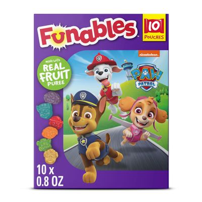 Funables Fruity Snacks, PAW Patrol, Assorted Fruit, Flavored Snacks, 0.8 oz 10 ct