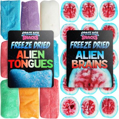 Freeze Dried Candy Variety Pack with 2 Kinds of Candy - Freeze Dried Alien Tongues and Alien Brains - Premium Freeze Dried Candy Shipped in a Box for Extra Protection