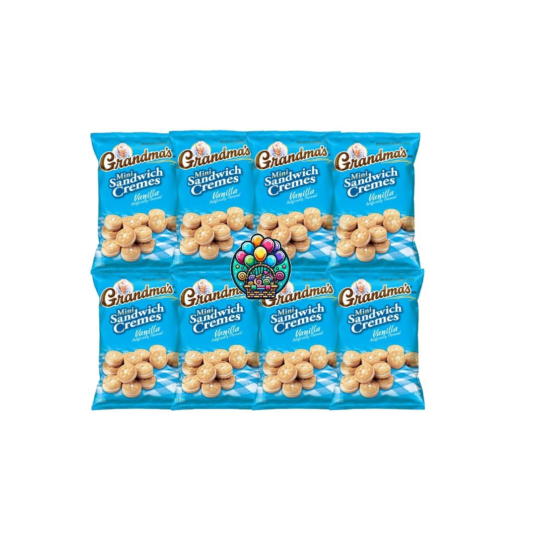 Grandma Cookies Vanilla Creme - pack of 8 (2.12oz each) for Halloween, Christmas and more in a NikAn Supplies Bag