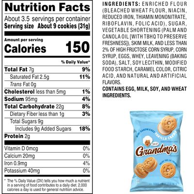 Grandma Cookies Vanilla Creme - pack of 8 (2.12oz each) for Halloween, Christmas and more in a NikAn Supplies Bag