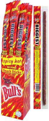 Bull&#39;s Hot 0.97oz Snack Sticks - 24-ct Box (Made with beef and chicken - no pork)