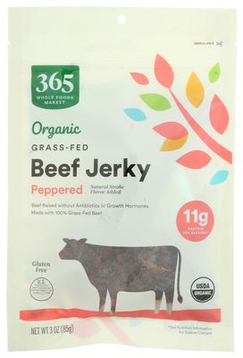 365 by Whole Foods Market, Organic Peppered Beef Jerky, 3 Ounce