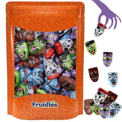 Fruidles Halloween Monster Faces Mummies, Trick-Or-Treat Party Bag Fillers, Individually Wrapped in Multi-color Eye Design Foils, Kosher Certified (1 Pound)