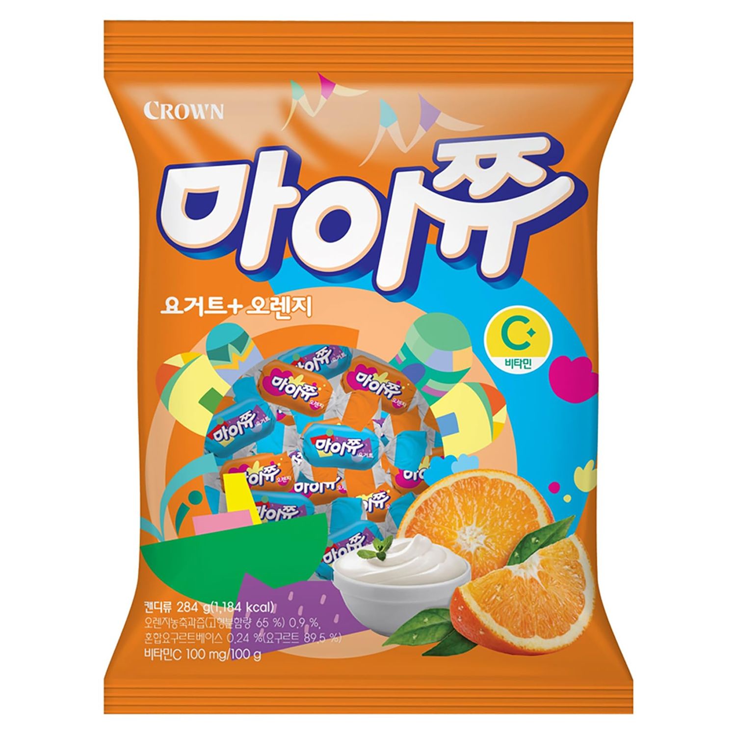 LENITH K-Food Crown Chewy Fruit Snack Gummy Variety Pack Fruit Gummy Candy 284g -Yogurt and Orange (Pack of 1)