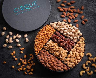 Cirque Gift Co. Gourmet Nut Gift Tray 10 Freshly Roasted Assorted Nuts for Mothers Day, Fathers Day, Holiday, Corporate Gifting, Thanksgiving Gift, Hostess Gift, Valentines Day, His Or Her Birthday