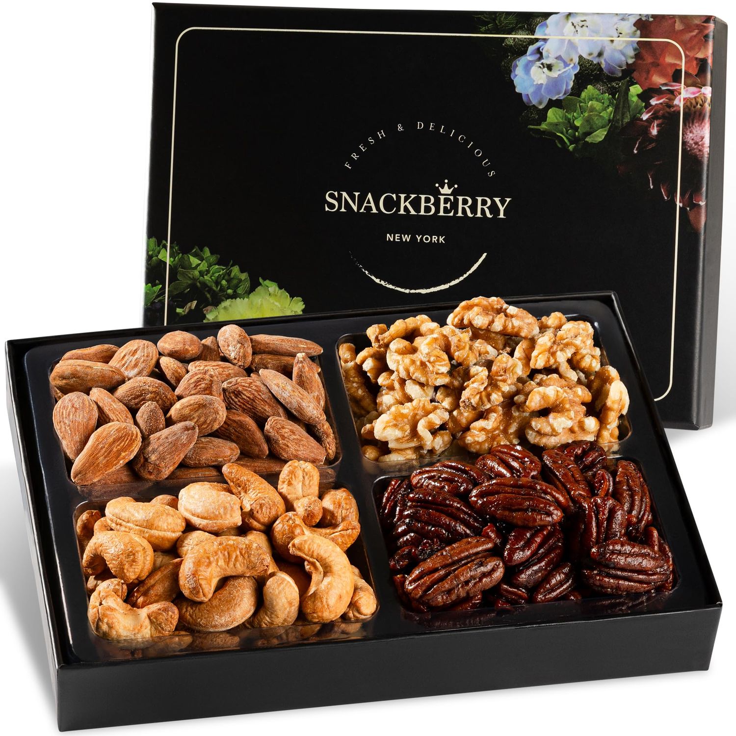 Holiday Christmas Variety Nuts Gift Basket, Nut Platter, Thanksgiving Gift Basket, Gift Box for Birthday. Anniversary, Get Well Gift, Gift for Him, Her and Family, Snackberry (1 Pack)