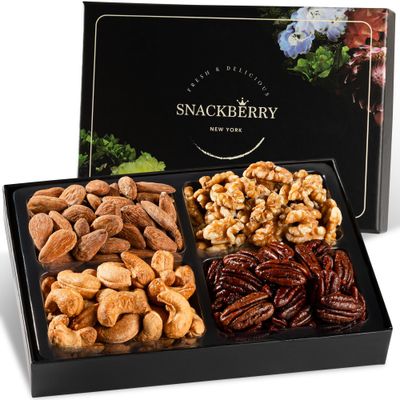 Holiday Christmas Variety Nuts Gift Basket, Nut Platter, Thanksgiving Gift Basket, Gift Box for Birthday. Anniversary, Get Well Gift, Gift for Him, Her and Family, Snackberry (1 Pack)