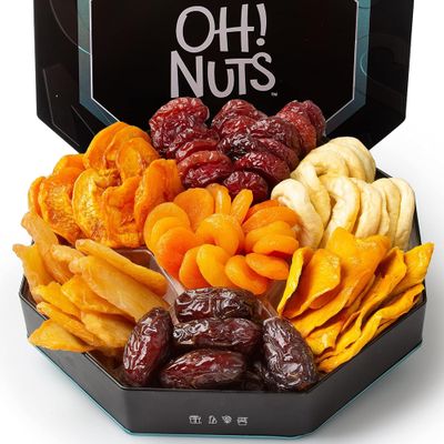 Dried Fruit Gift Basket 7 Variety Gift Tin Box - Gourmet Arrangement Platter - Healthy Food Snack Box for Birthday, Anniversary, Corporate - Gift for Women &amp; Men (Dried Fruits) by Oh Nuts