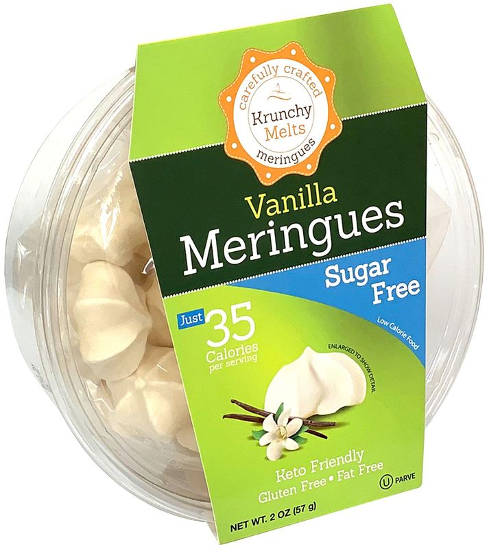 Krunchy Melts Original Sugar Free Meringue Cookies | Sugar Free Vanilla Flavor | Only 35 Calories Per Serving | Fat Free, Gluten Free, Dairy Free | Keto Friendly | Zero Net Carbs (2 Oz)