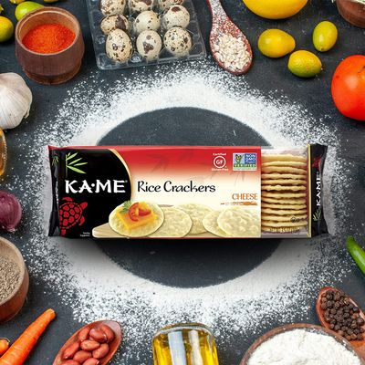 KA-ME Cheese Rice Crackers 3.5 oz, Authentic Asian Ingredients, Certified Gluten-Free, No Artificial FlavorsColors, Non GMO - (2 Pack)