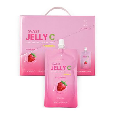 EVERYDAZE Sweet C Konjac Jelly | Vitamin C, Vegan, 5 Calories, 0 Sugar | Strawberry | 10 Packs | Keto, Gluten Free, Healthy Diet Pouch Drinkable Snack, Weight Management, Low Calorie