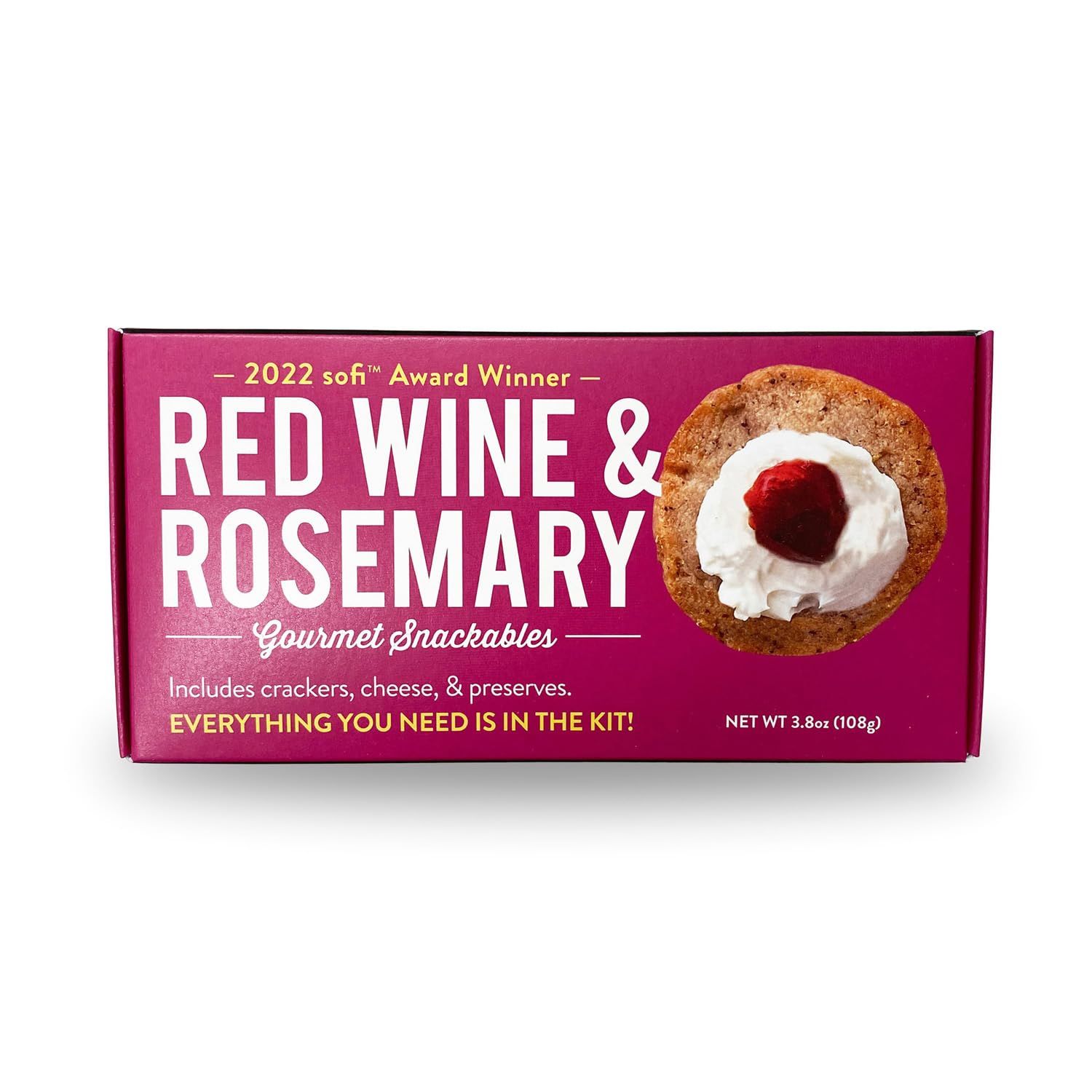 Crackerology Red Wine &amp; Rosemary Gourmet Artisan Snack Kits, 10 Count Crackers Plus Toppings, Easy &amp; Simple Ready-to-Eat, Appetizer For Charcuterie Boards &amp; Party Platters - Small Kit, Single Pack