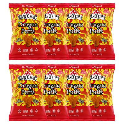 Vegan Rob&#39;s Dragon Puffs Baked Firey Bites with Clean &amp; Sustainable Ingredients - Healthy Snacks for Kids &amp; Adults - Plant Based &amp; Gluten Free - 8 Count (1.25 Ounce)