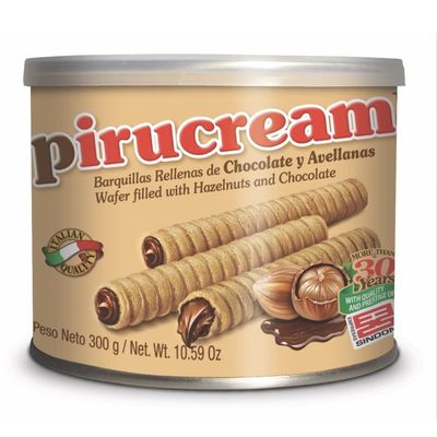 Venezuela Snacks Sweet Pack: COCOSETTE Cookie Wafers 50 gr (4 Pack) SUSY Cookie Wafers 50 Gr (4 pack) Pirucream Wafer Filled with Hazelnut and Chocolate Can 300 gr Plus Gift