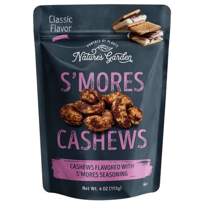 Nature&#39;s Garden Smores Cashews, 4 oz (Pack of 6) - Chocolate Covered Cashews, Seasoned Roasted Cashews, Crunchy Snacks, Flavored Nuts Snack Pack, Gluten Free Cashews, Healthy Snacks for Adults