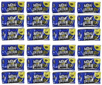 Now and Later Blue Raspberry Flavored Candy Twenty-Four 6-Piece Bars