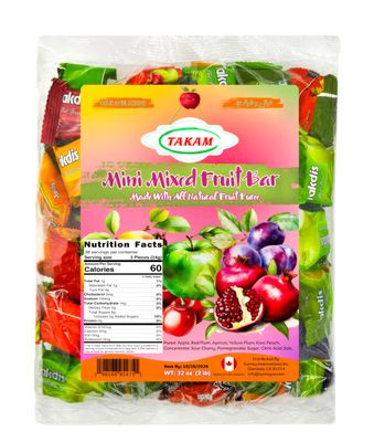 Mini Fruit Bars, Individually Wrapped, Mixed Flavors Lavashak Bites, Sweet &amp; Sour All Natural, 2 lbs