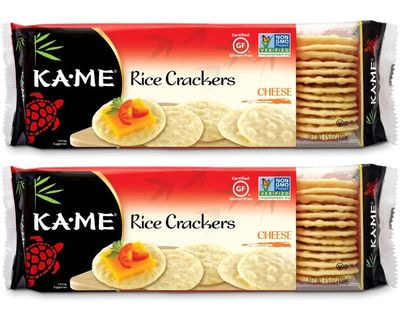 KA-ME Cheese Rice Crackers 3.5 oz, Authentic Asian Ingredients, Certified Gluten-Free, No Artificial FlavorsColors, Non GMO - (2 Pack)