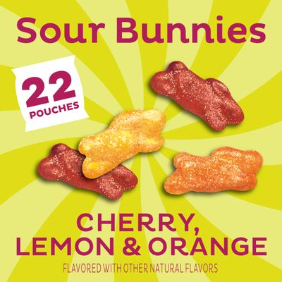 Annie's Sour Bunnies Fruit Flavored Snacks, Cherry, Lemon &amp; Orange Flavors, Made With Organic Fruit Juice, Value Pack, 15.4 oz