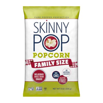 SkinnyPop Popcorn, Gluten Free, Dairy Free, Non-GMO, Healthy Snacks, Skinny Pop Original Popcorn, 8oz Family Size Bag (1 Count)