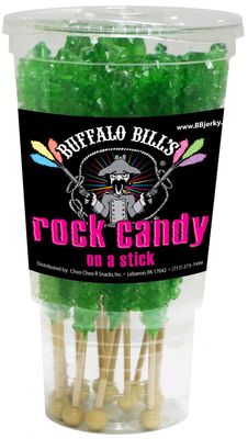 Buffalo Bills Apple (Dark Green) Rock Candy On A Stick (12-ct cup rock candy crystal sticks)