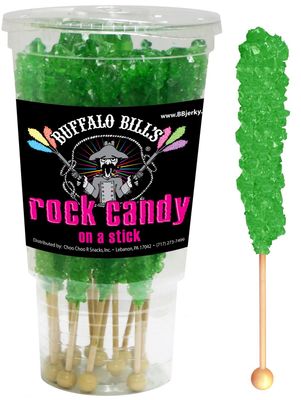 Buffalo Bills Apple (Dark Green) Rock Candy On A Stick (12-ct cup rock candy crystal sticks)