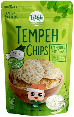 Woh Tempeh Chips Fermented Soy Bean Sour Cream &amp; Onion (Pack of 2)