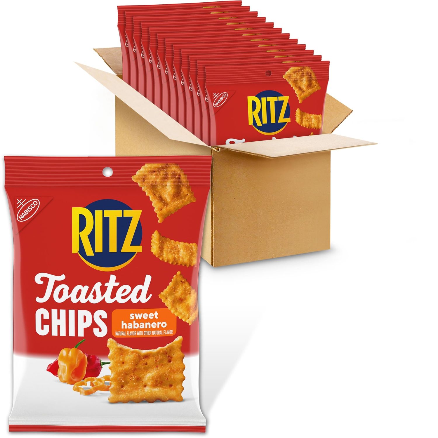 RITZ Toasted Chips Sweet Habanero Crackers, 12 Snack Packs