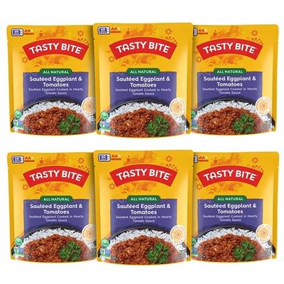 Tasty Bite Punjab Eggplant, 10 Ounce, Pack of 6, Ready to Eat, Microwavable Entree, Vegan, Sweet &amp; Spicy (Packaging May Vary)