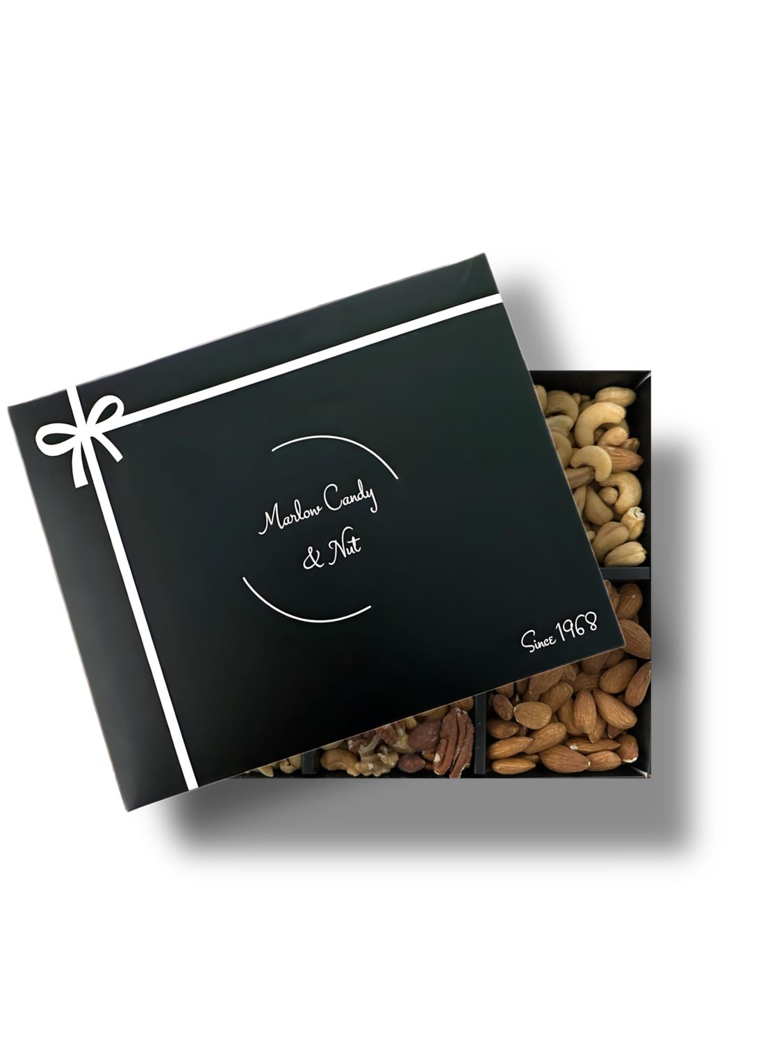 Nut Gift Box by Marlow Candy Gourmet Assortment Gift for any Ocassion (Salted Cashew, Pistachio, Natural Walnuts, natural Almonds, Salted roasted mix, Roasted salted Peanuts
