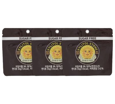 Xylitol Stone Sugar Free Candy | 100% Finnish Xylitol Mints | Health Conscious Snacks | Refreshing Breath Mints | Unique Hard Candy Gift Coffee - 30 G Resealable Pouch (Set of 3)