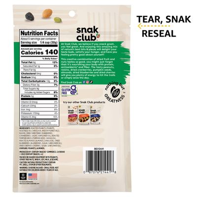 Snak Club Antioxidant Trail Mix 5.5oz (Pack of 6 Resealable Bags)