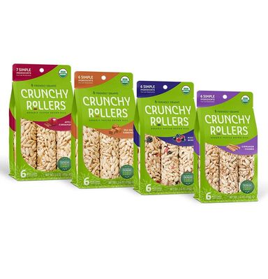 Friendly Grains - Crunchy Rollers - Organic Crispy Puffed Rice Rolls, Healthy for Adults and Kids - Variety Box (4 Packs of 6)