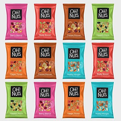 Trail Mix Individual Nut Snacks for On-the-Go | 12 Convenient Nut Snacks for School | Bulk Nuts Variety | Individual Packs (1.5 oz Each) by Oh Nuts