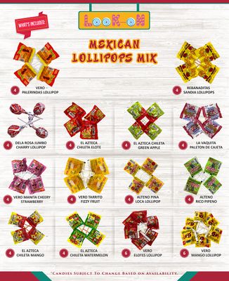 Mexican Candy Lollipops - Dulce Mexicanos Surtidos - Variety Pack of Sweet, Sour, Salty &amp; Spicy - Mexican Candies Snacks (60 Count)