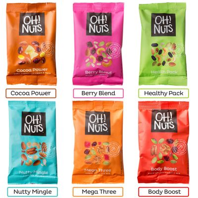 Trail Mix Individual Nut Snacks for On-the-Go | 12 Convenient Nut Snacks for School | Bulk Nuts Variety | Individual Packs (1.5 oz Each) by Oh Nuts