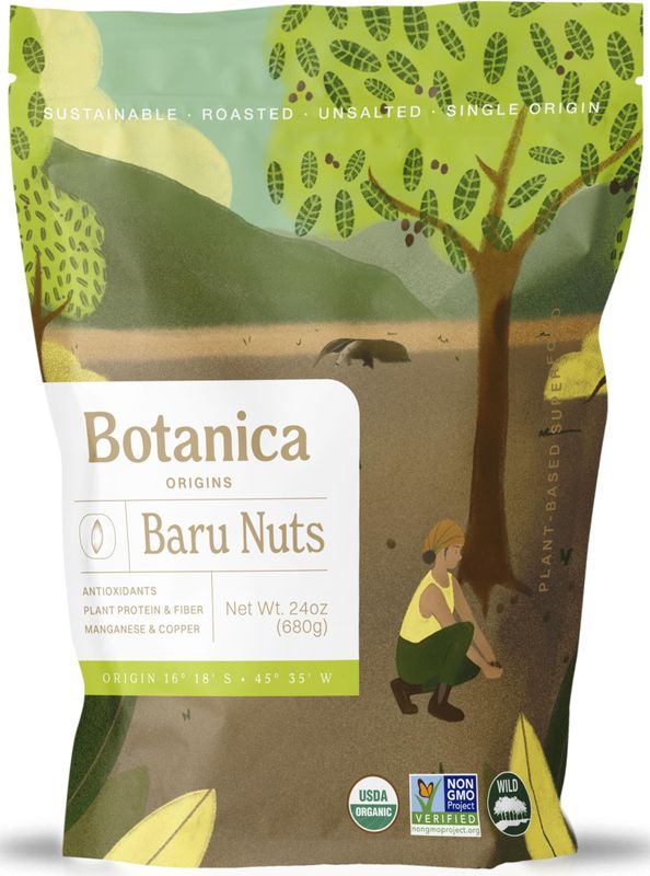 Organic Baru Nuts, 24 oz | Organic | Roasted | Unsalted | Non-GMO | Vegan, Keto and Paleo Friendly