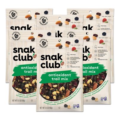 Snak Club Antioxidant Trail Mix 5.5oz (Pack of 6 Resealable Bags)