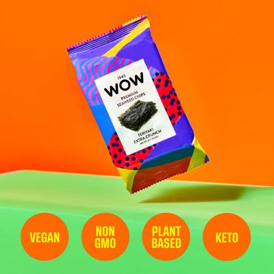 1945 WOW Premium Seaweed Chips, Teriyaki - 18 Count - Roasted Seaweed Snacks - Vegan, Non GMO, Keto - Healthy Snack for Kids &amp; Adults