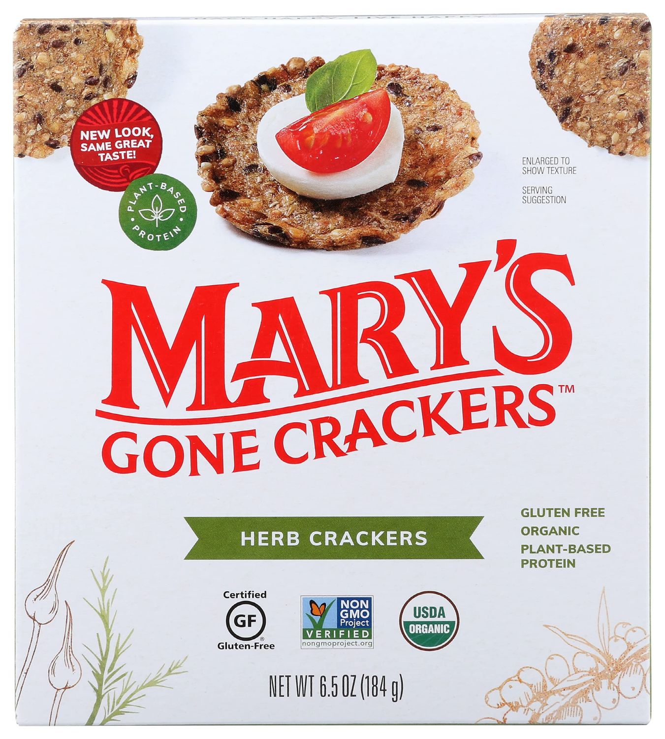 Mary&#39;s Gone Crackers, Made With Real Organic Whole Ingredients, Gluten Free, Herb Crackers, 6.5 Ounce (Pack of 6)