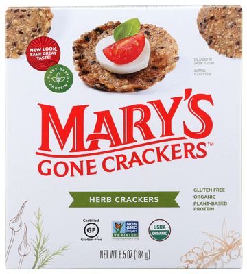 Mary&#39;s Gone Crackers, Made With Real Organic Whole Ingredients, Gluten Free, Herb Crackers, 6.5 Ounce (Pack of 6)