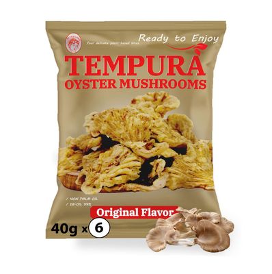 Original Tempura Oyster Mushroom Chips by Bitetuoso, 1.41 oz (Pack of 6) - Crunchy Plant-Based Chips, Dairy-Free, Vegan Gourmet, Vegetable snacks, No cooking required