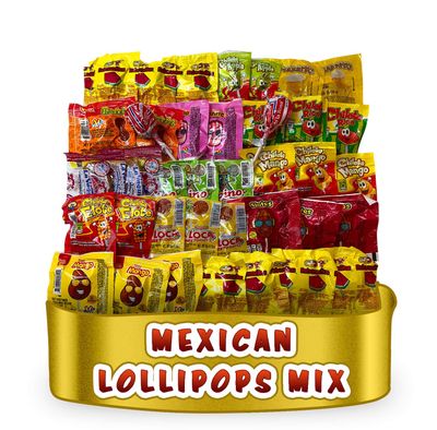 Mexican Candy Lollipops - Dulce Mexicanos Surtidos - Variety Pack of Sweet, Sour, Salty &amp; Spicy - Mexican Candies Snacks (60 Count)