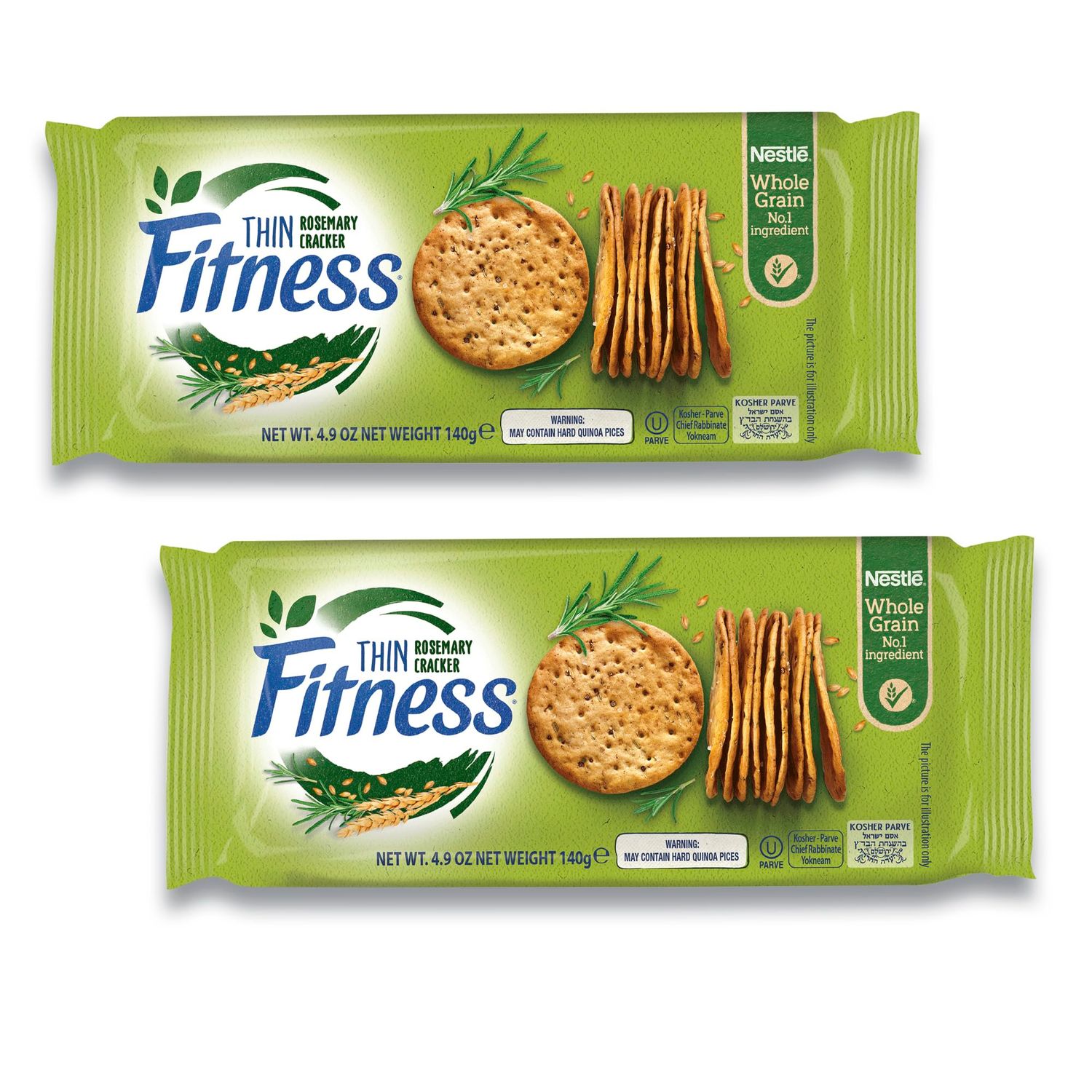 Osem Nestle Rosemary Fitness Thin Crackers (2-Pack) 100 Calorie Per Serving, Whole Grain, Kosher Certified - Perfect for Dips and Spreads
