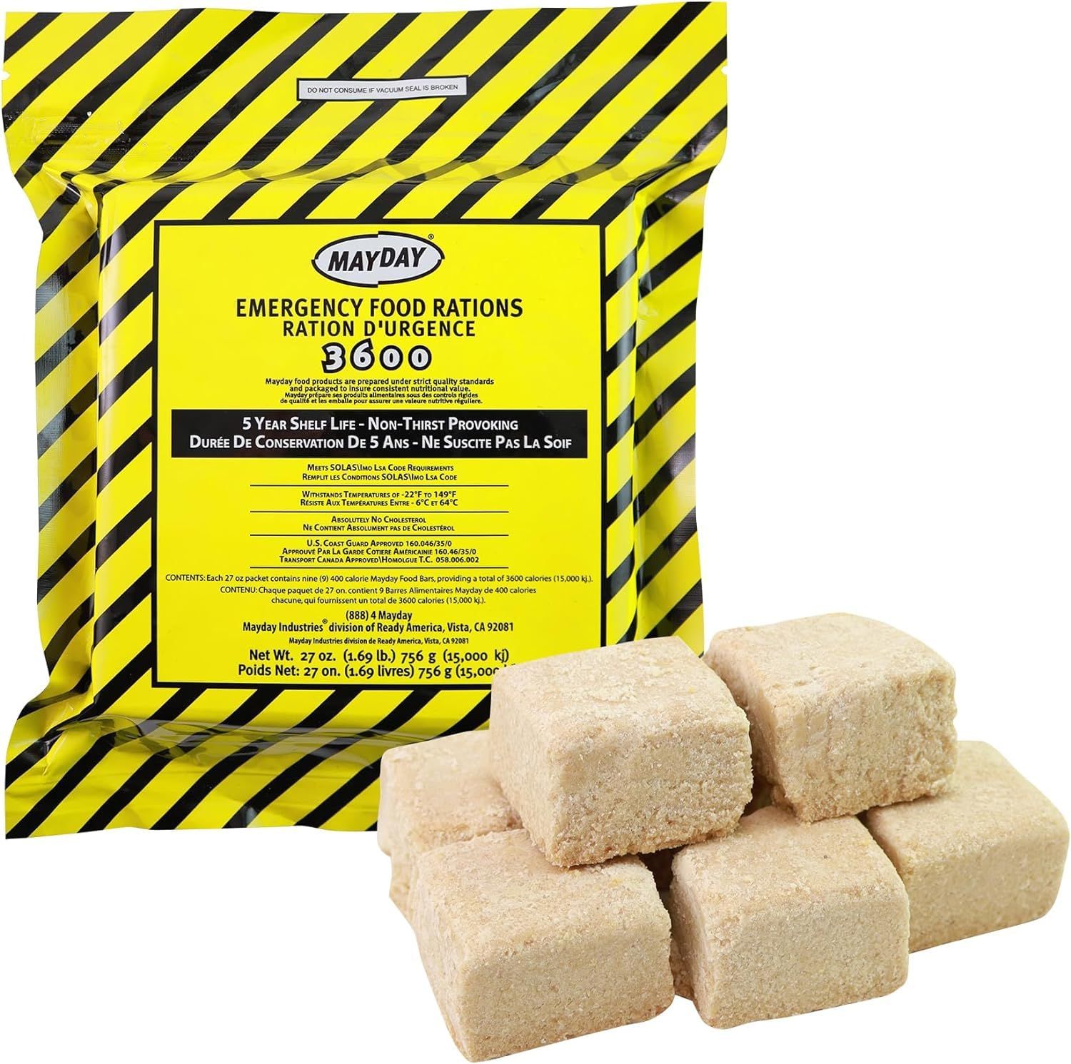 Mayday Food Bars Emergency 3600 Calorie Food Bars (20 per case) weight 39 lbs