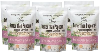 Nature Nates Popped Sorghum, Rosemary &amp; Garlic - Organic Sorghum, Keto &amp; Gluten Free, Healthy Snacks, Better Than Popcorn, Made in USA - 5 Ounce (Pack of 6)